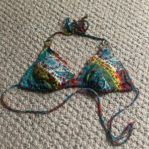 Rainbow paisley bikini top